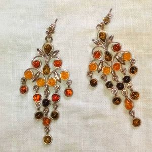 Amber and silver earrings